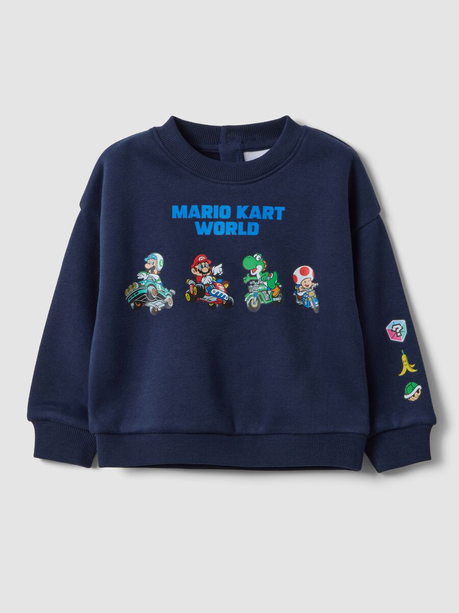 Felpa blu navy in misto cotone con girocollo Mario Kart_0