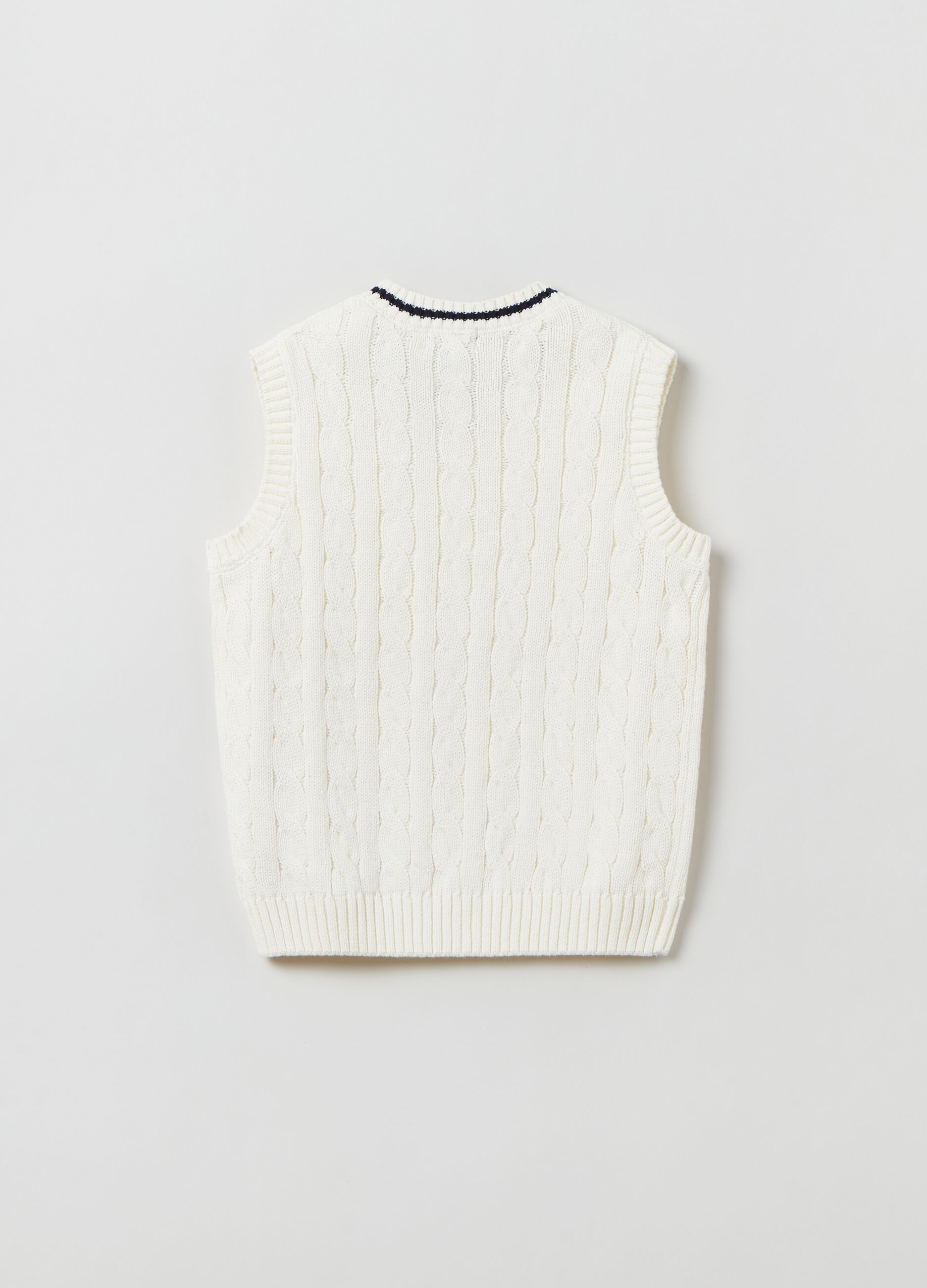 Gilet in cotone con lavorazione a trecce_1