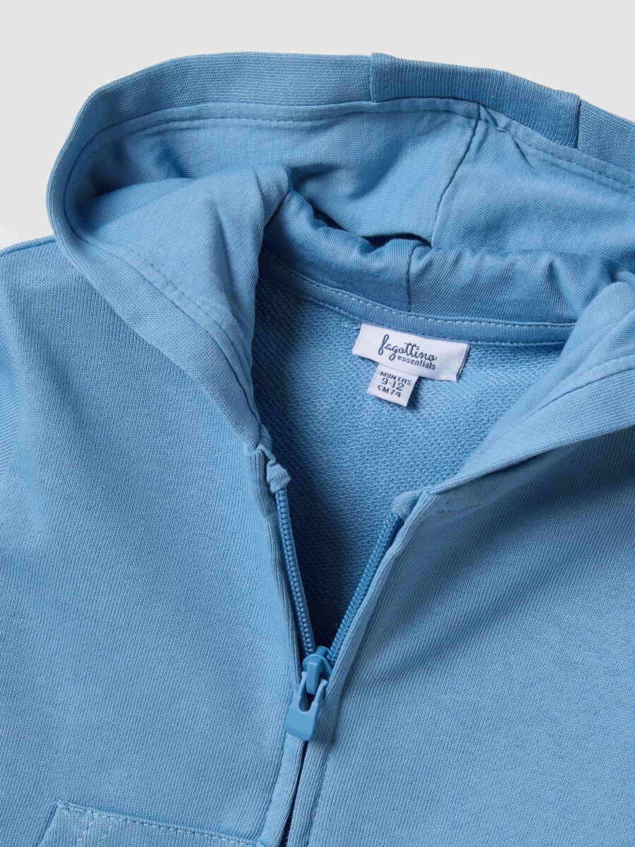 Blue pure cotton hoodie for boys in regular fit with zip_3