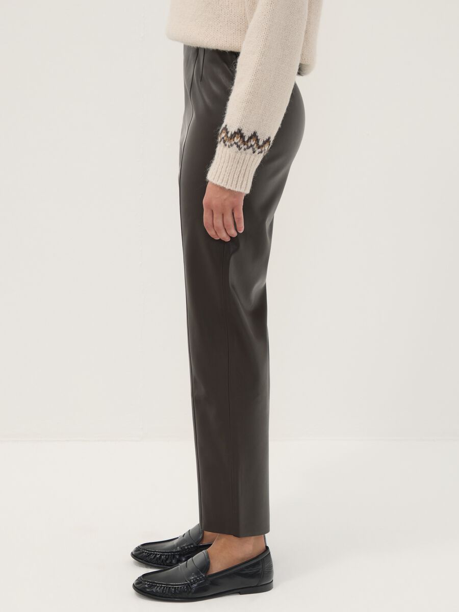 Leggings marroni slim fit con vita regular ed elastico_2