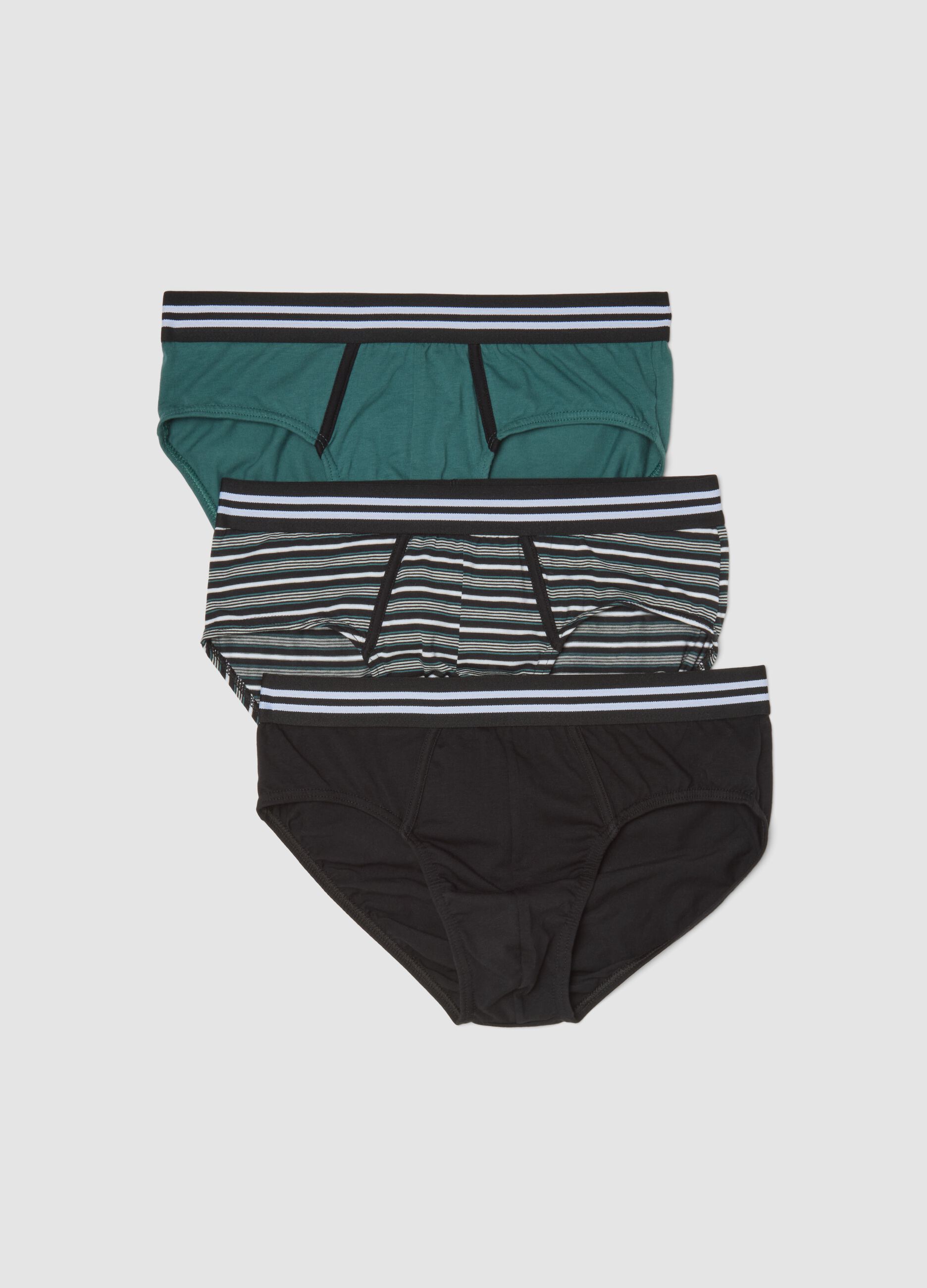 Multicolour 3-pack men&rsquo;s briefs in stretch organic cotton jersey
