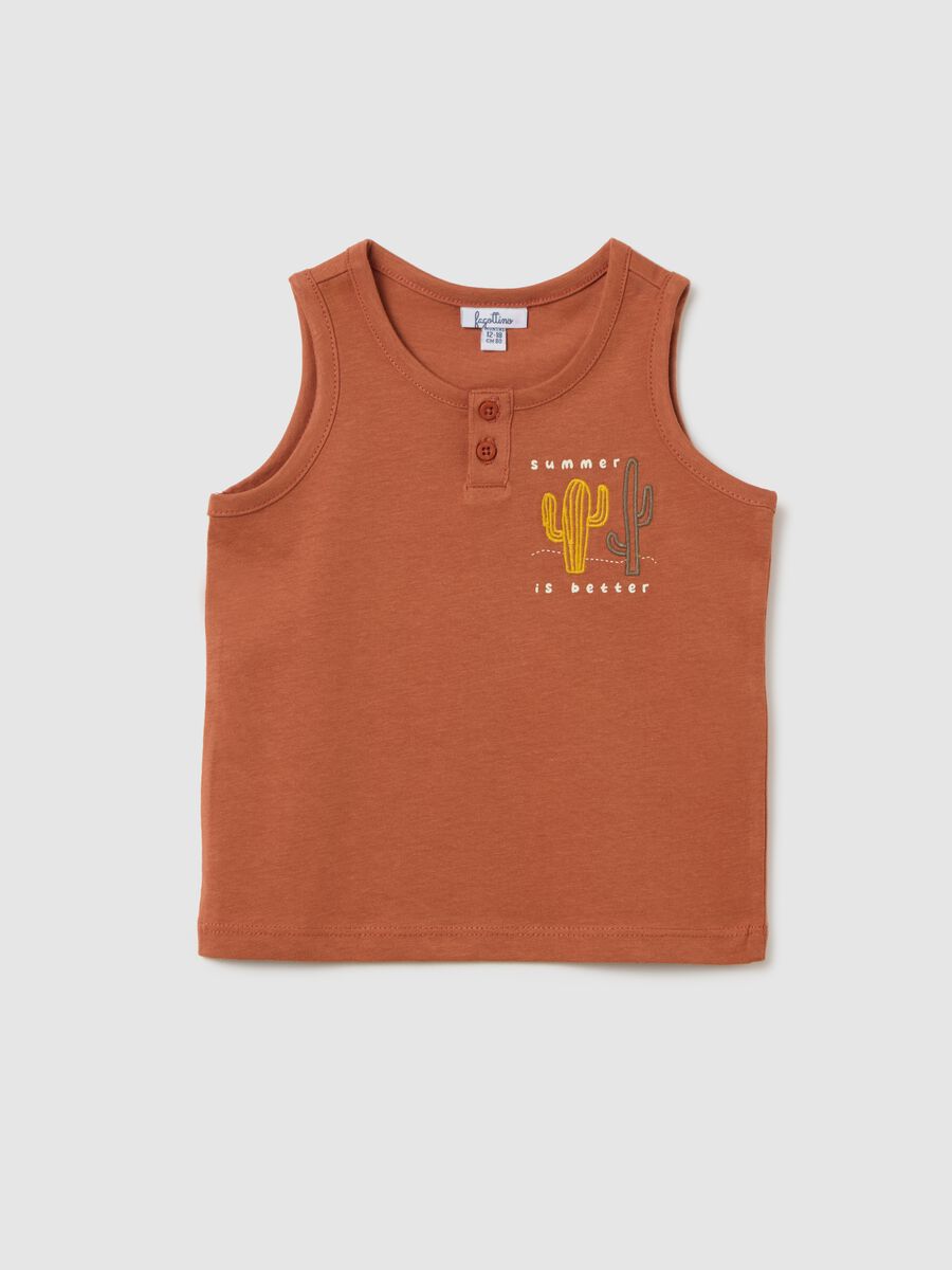 Brown cotton sleeveless baby t-shirt regular fit_0