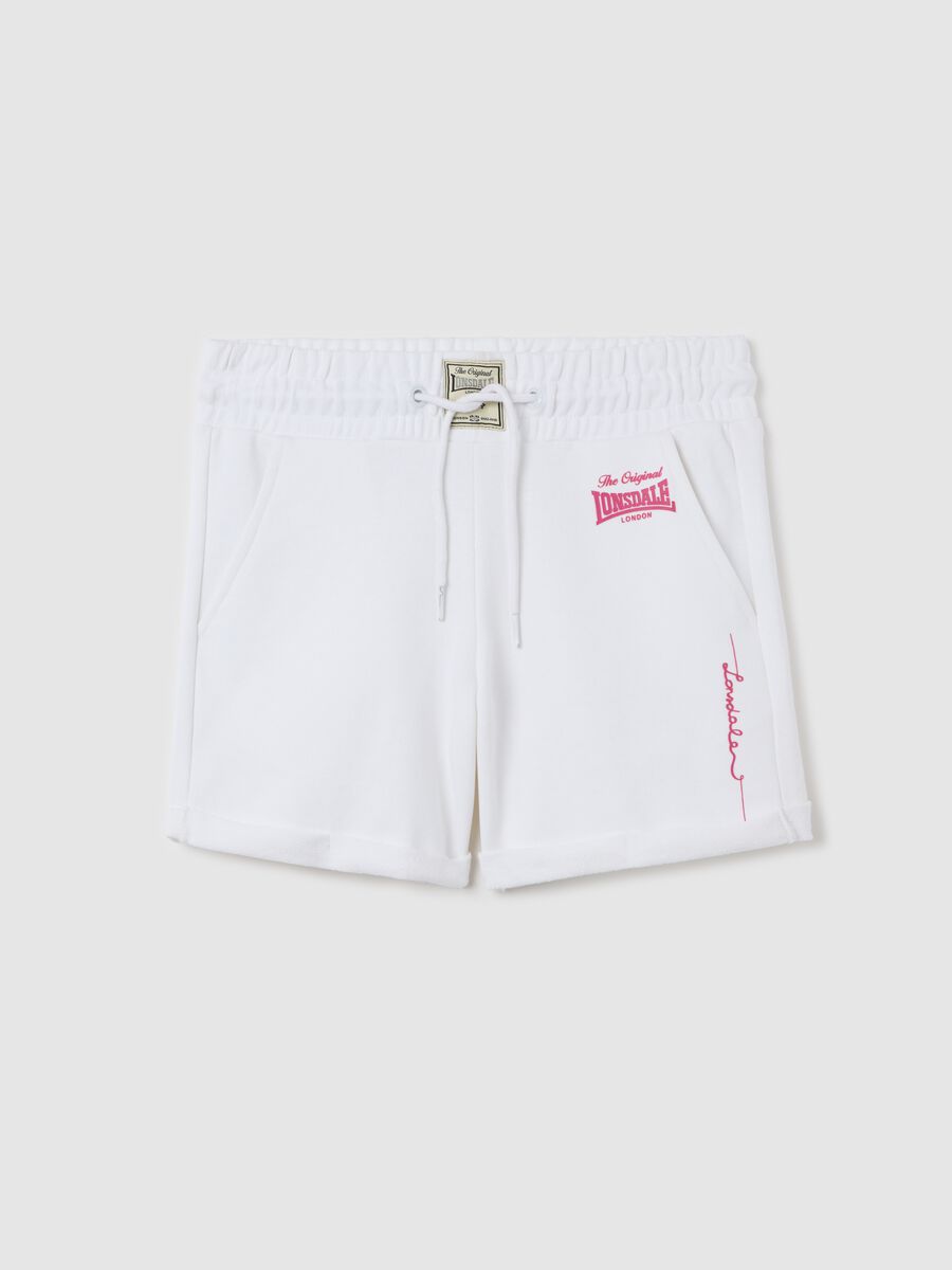 White shorts in fleece with print_4