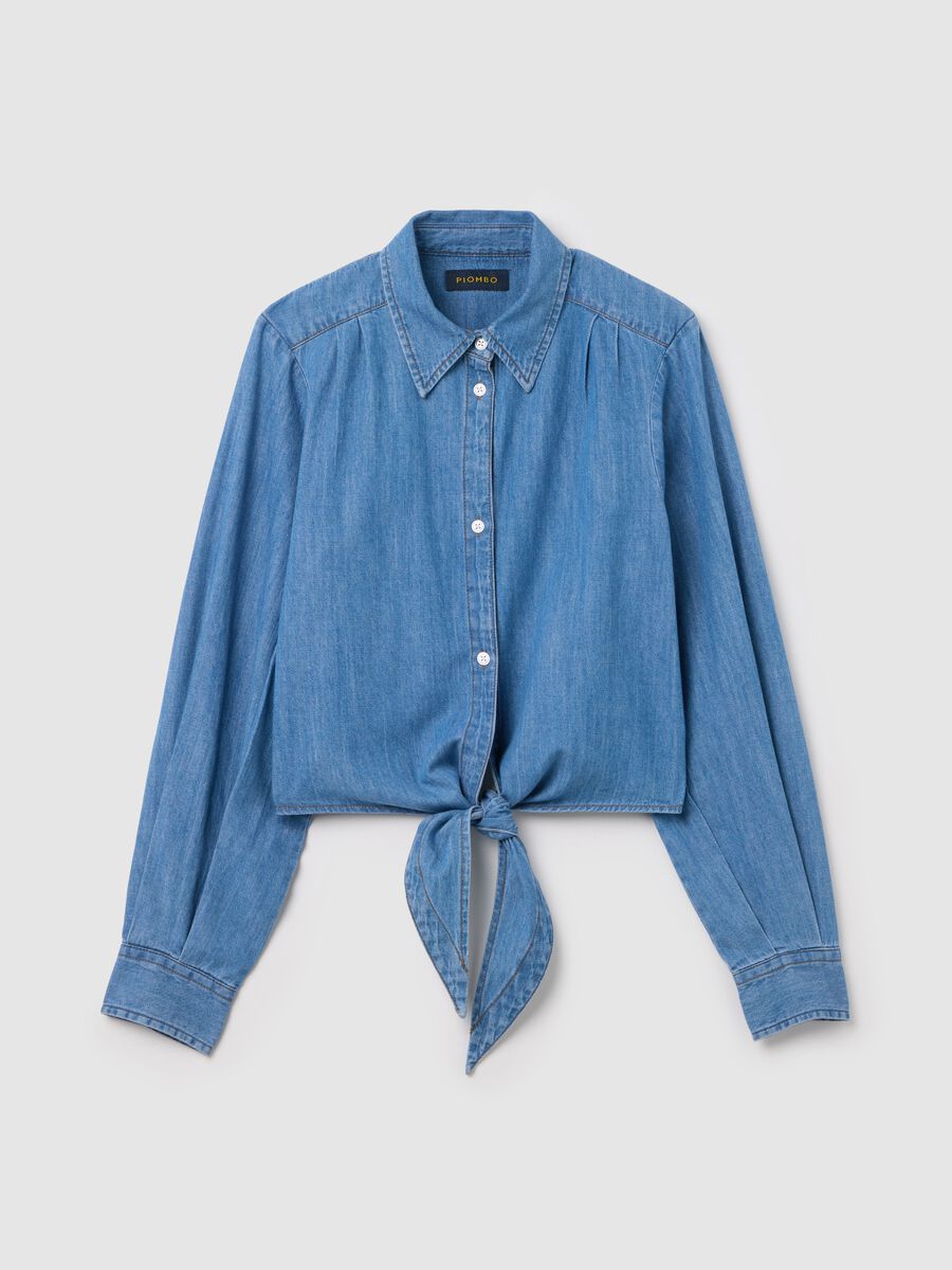 Blue denim shirt with knot_4