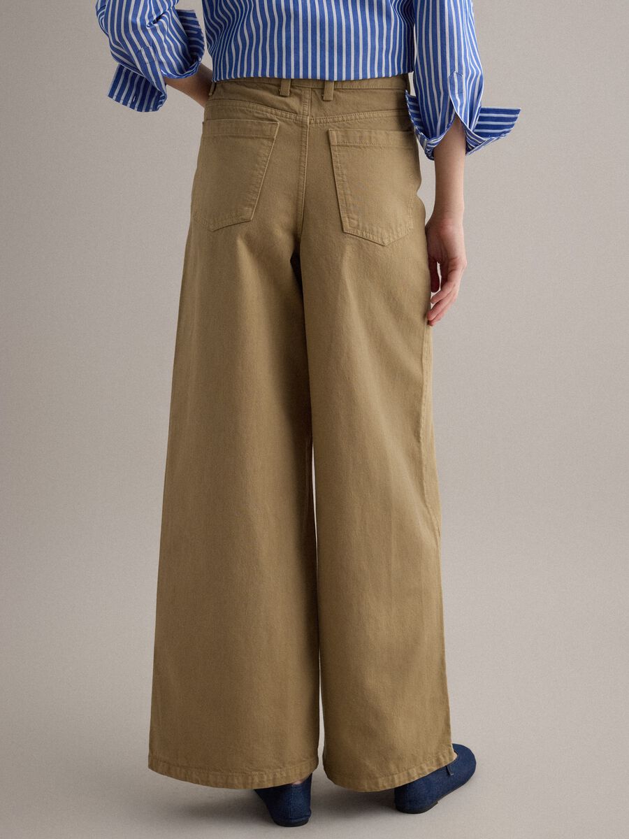 Beige wide-leg denim cotton jeans_3