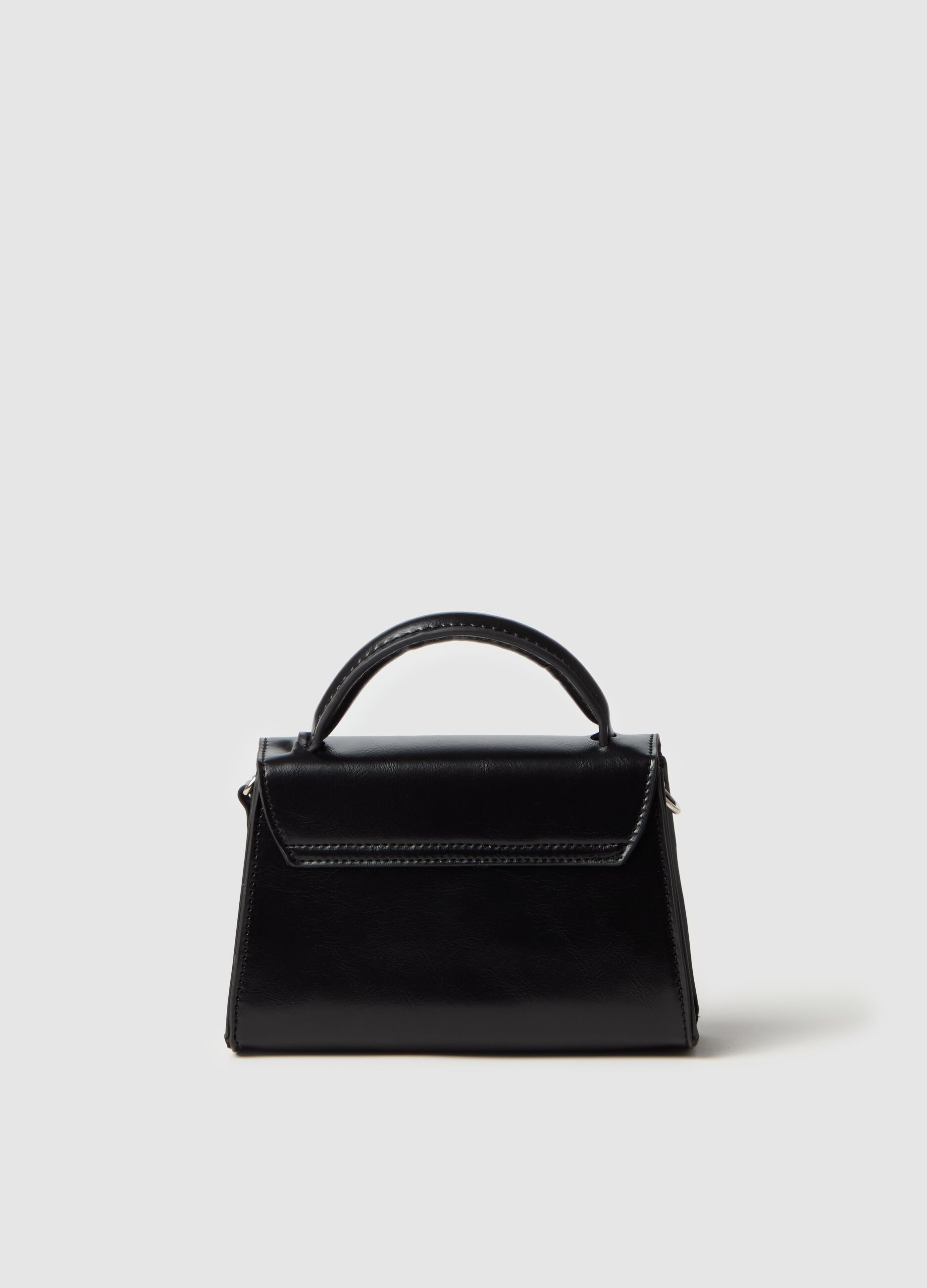 Glossy-effect bag with diamanté knot