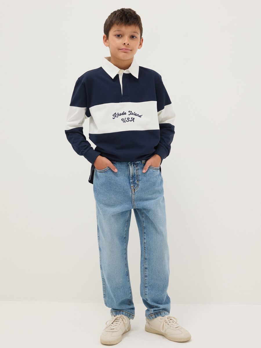 Blue pure cotton boys' jeans with regular fit_0