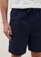Blue pure cotton Bermuda shorts with elasticated waist_3