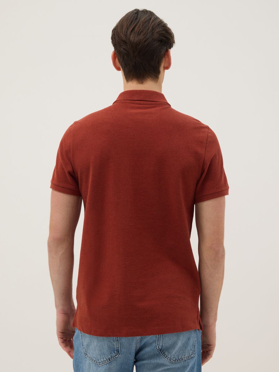 Red pure cotton short-sleeve regular fit polo shirt_3