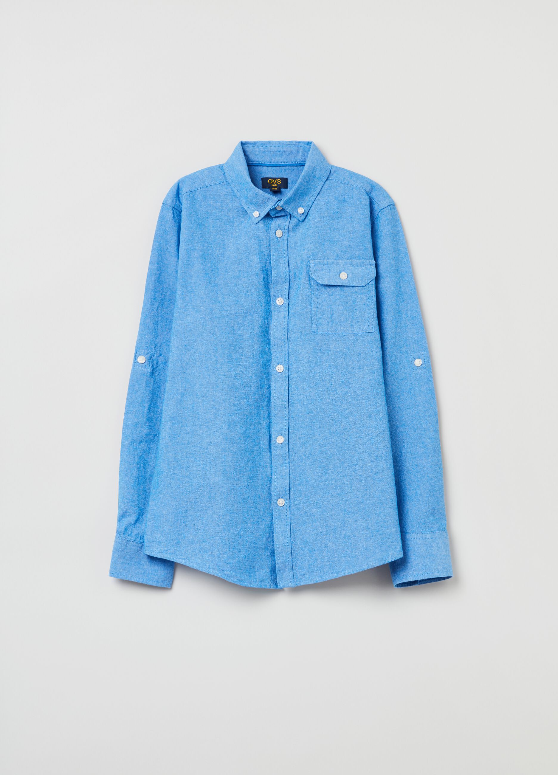 Button-down shirt in chambray cotton