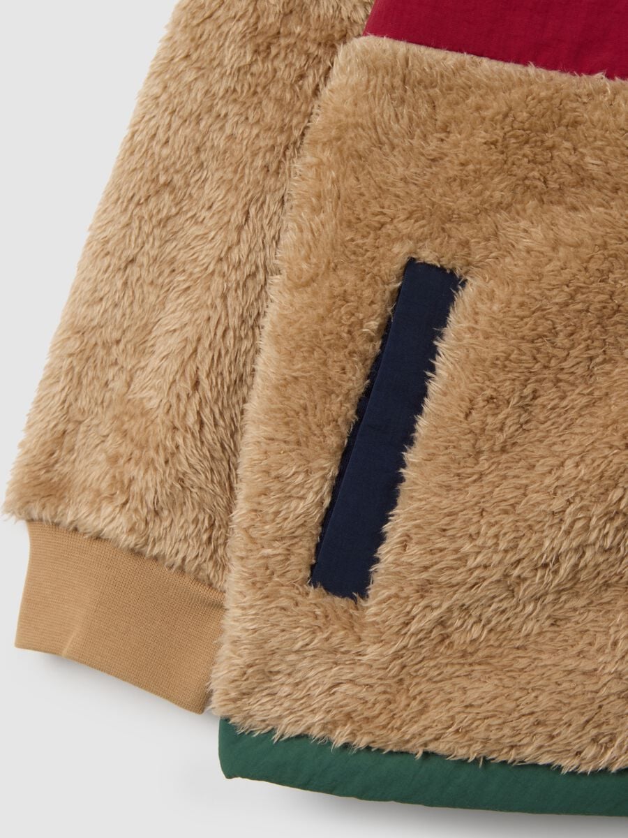 Felpa multicolor da bambino in sherpa full zip regular fit con stampe_2