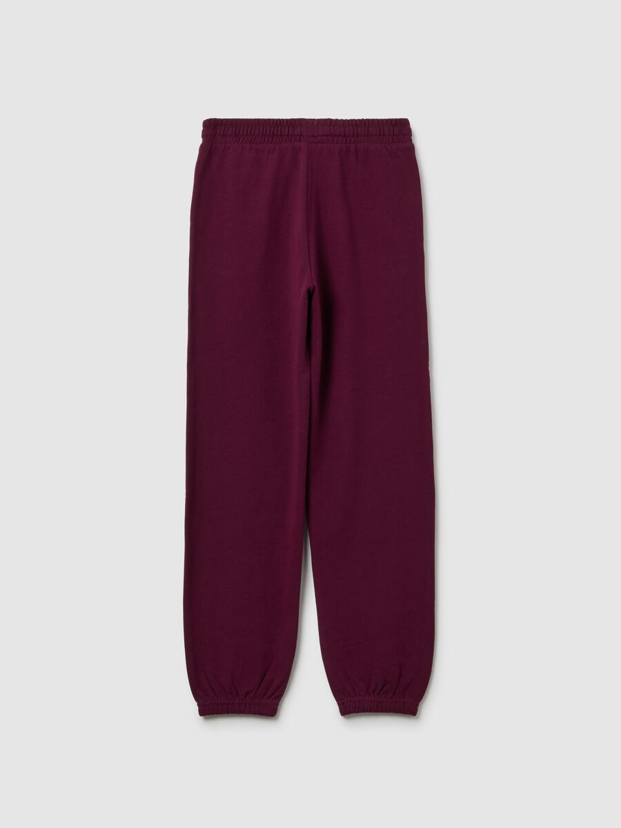 Girls' red pure cotton jogger trousers with regular fit_1