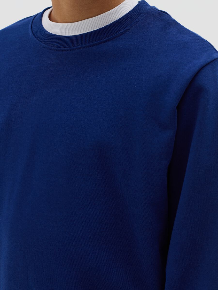 Solid colour sweatshirt with round neck_1