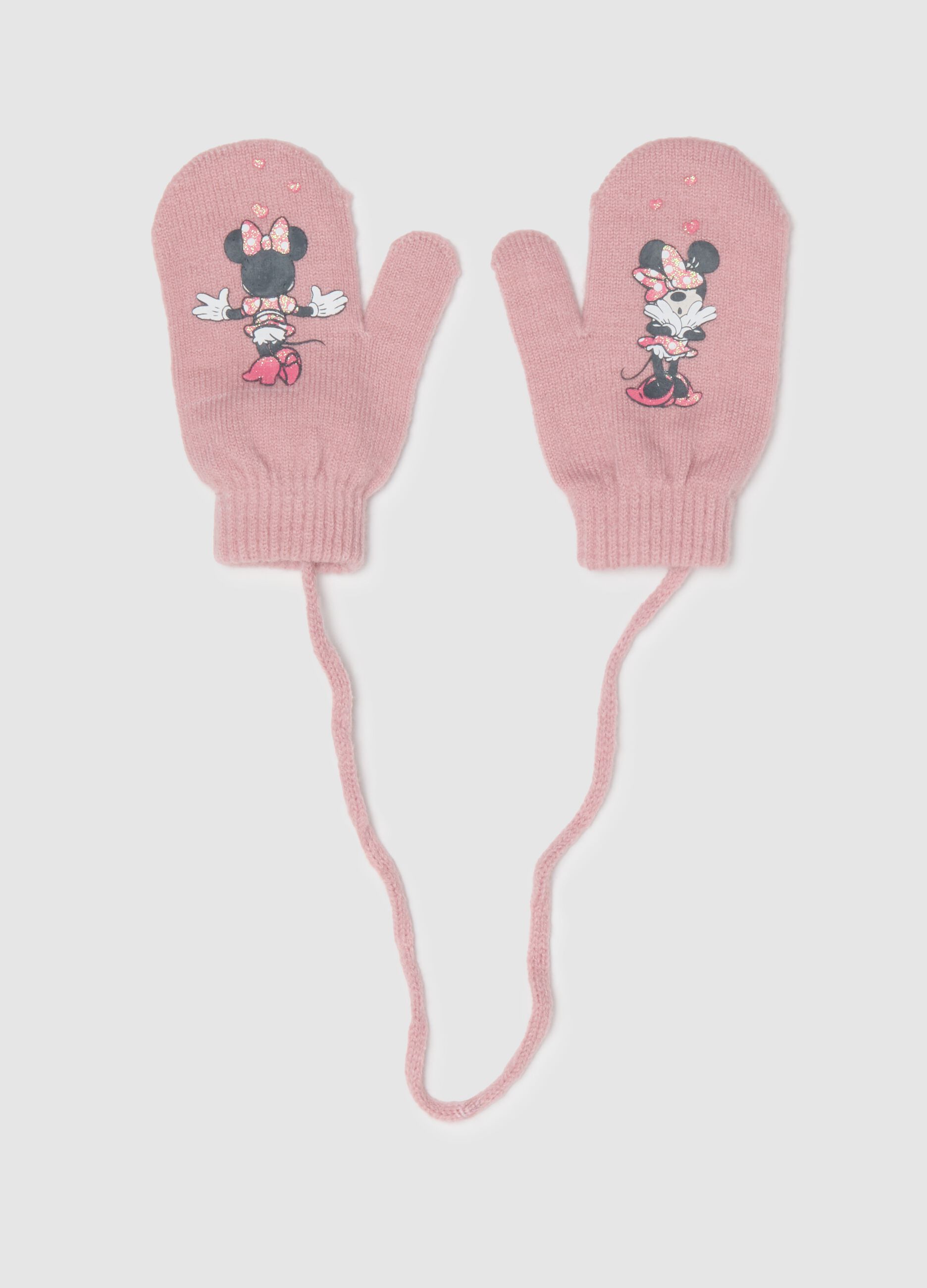 Pink Disney Print Girl's Gloves