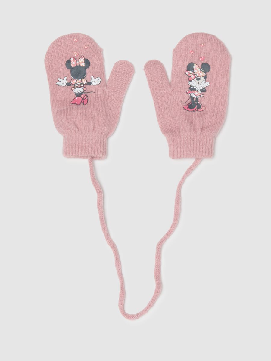 Pink Disney Print Girl's Gloves_0