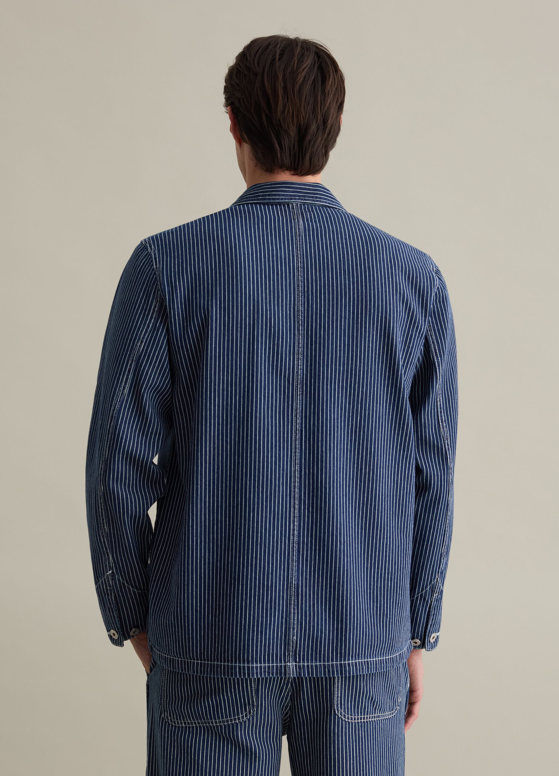 Pinstriped worker shacket