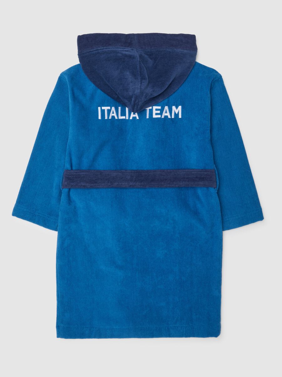 Accappatoio blu da bambino in puro cotone Looney Tunes x Italia Team_2