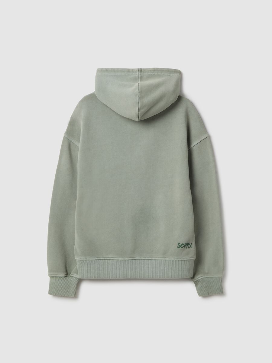 Boy's oversized fit green hoodie in pure cotton_4