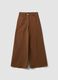 Brown wide-leg stretch cotton trousers_4