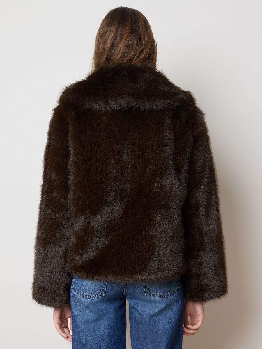 Brown lined regular fit jacket with zip_2