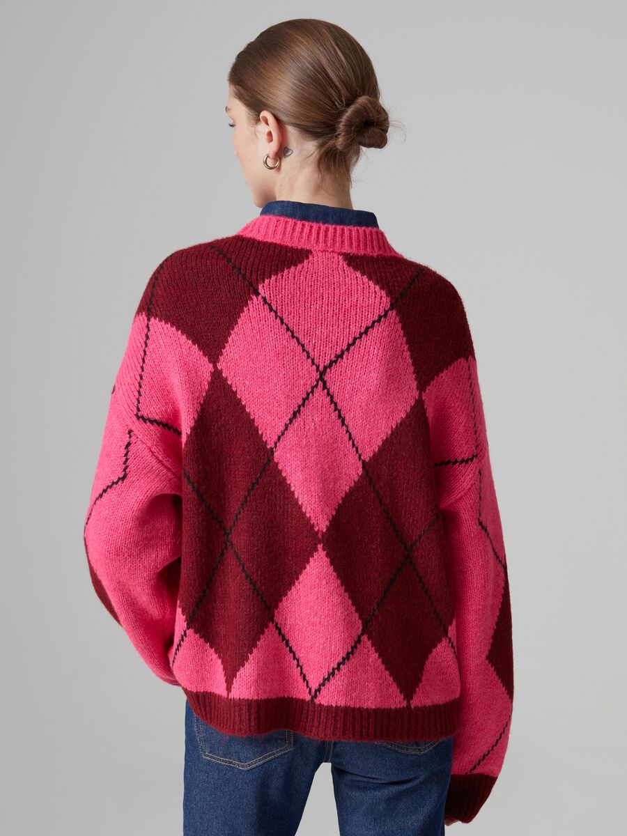Pullover oversize con fantasia a rombi_2