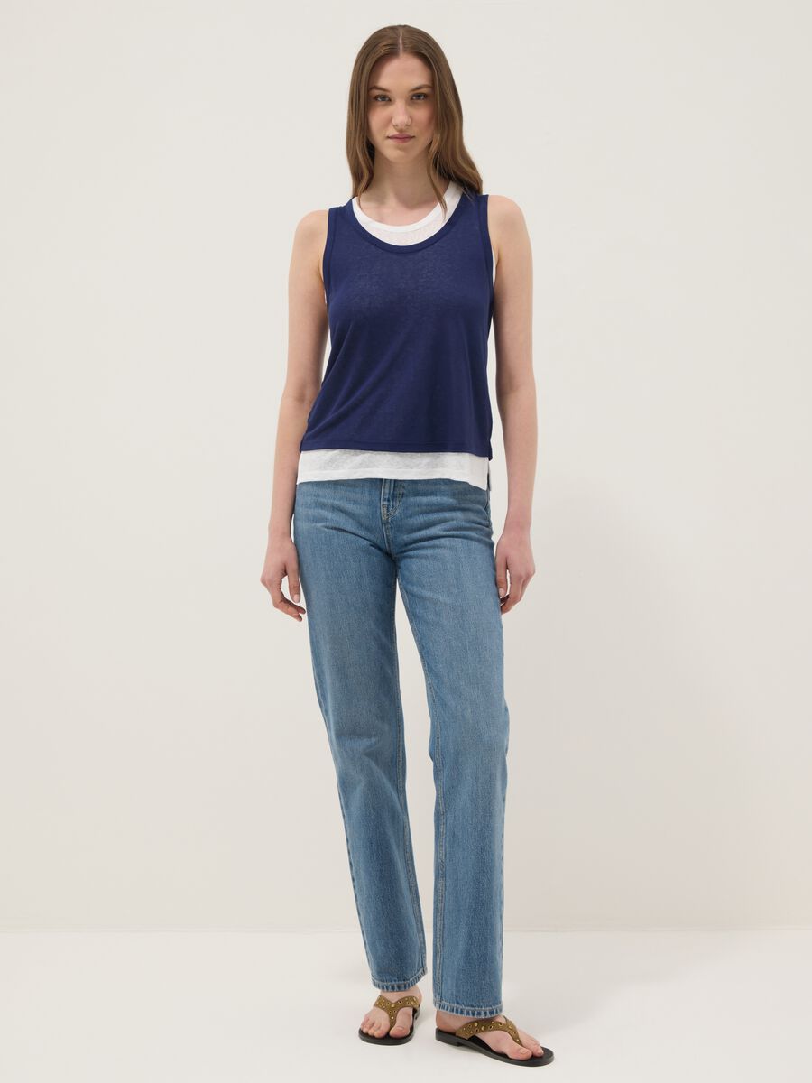 Tank top blu in misto viscosa regular fit_2