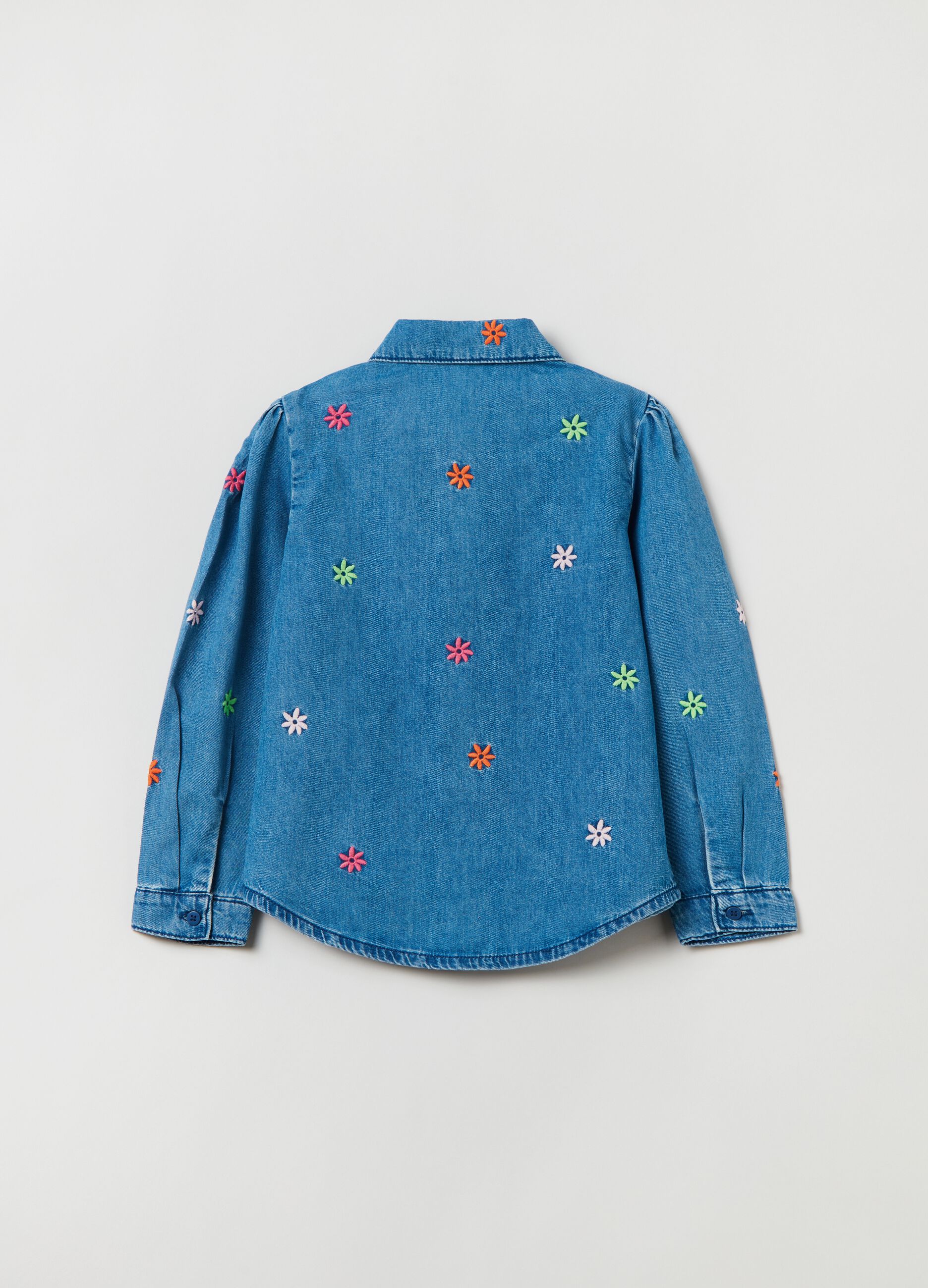 Camicia in denim con ricamo fiori_1