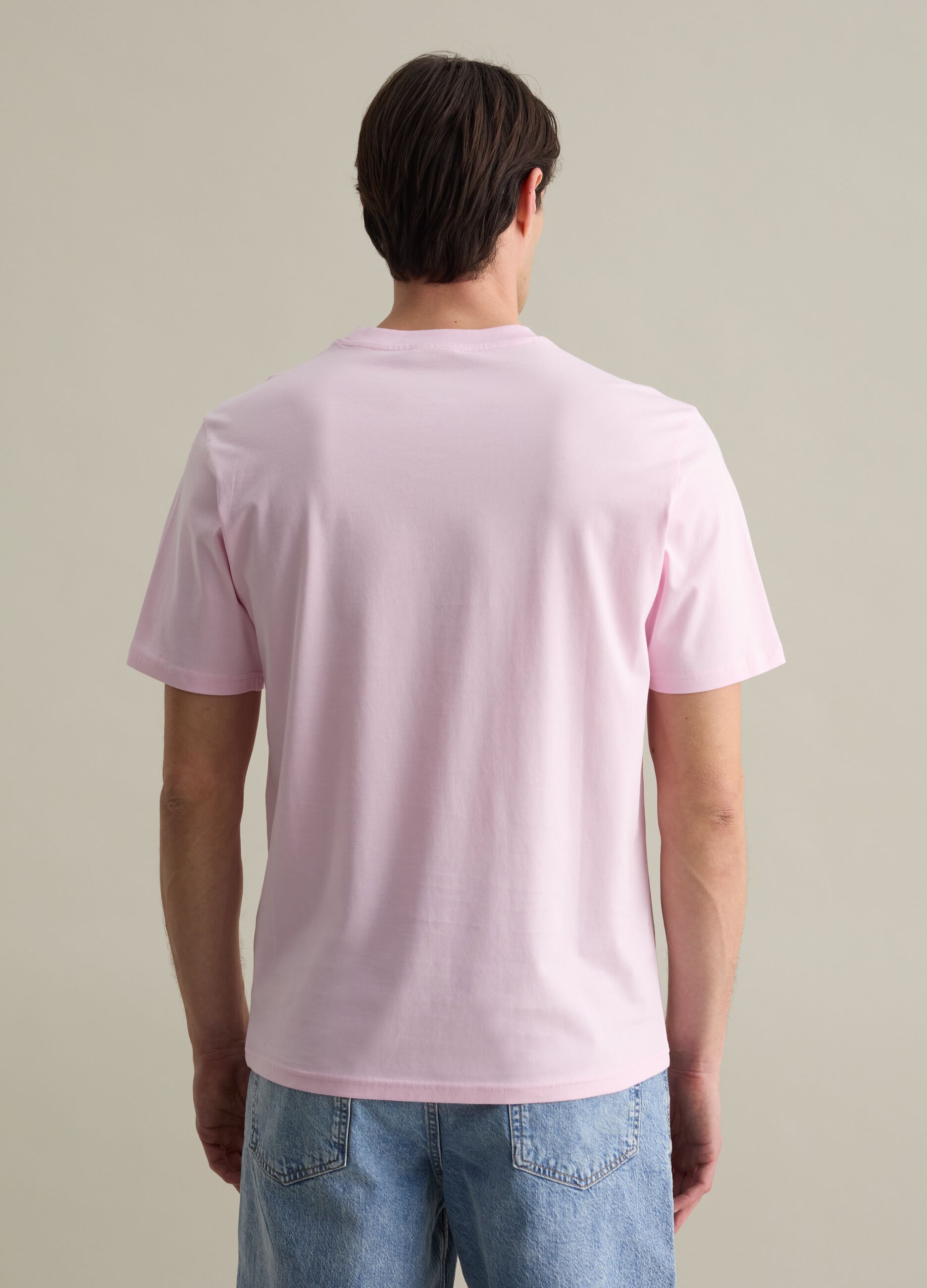 T-shirt girocollo in cotone tinta unita
