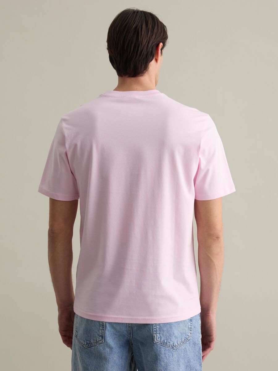 Plain cotton T-shirt with round neck._3