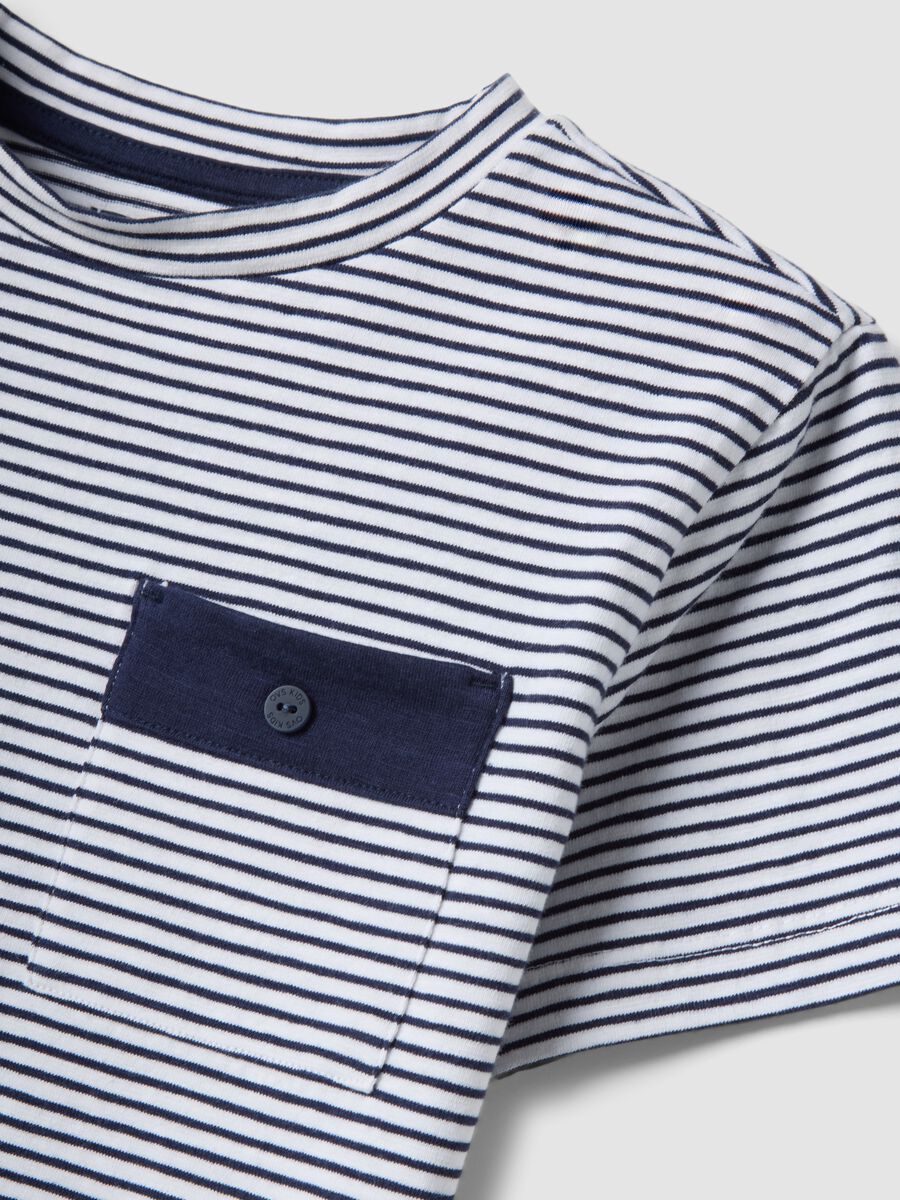 Blue striped stretch cotton T-shirt_2