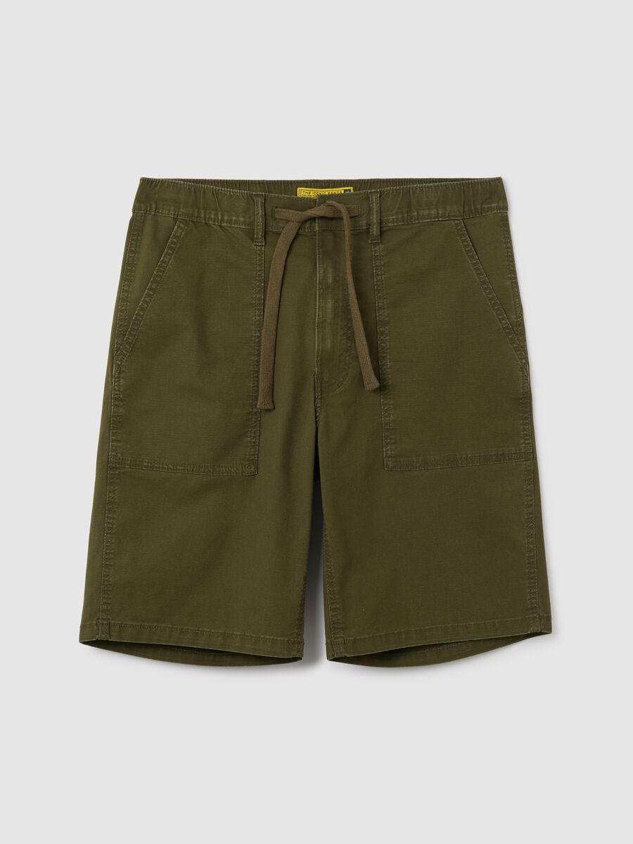 Men's Green Stretch Cotton Regular Fit Shorts_0