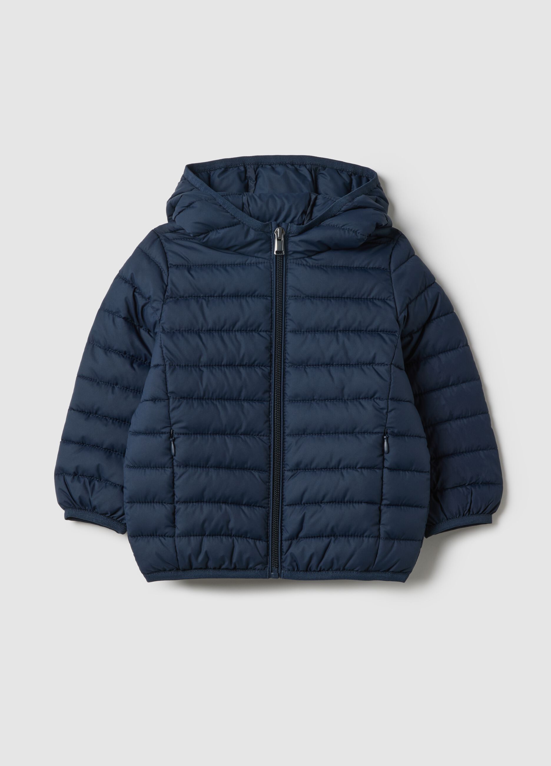 Blue padded jacket regular fit with hood for baby