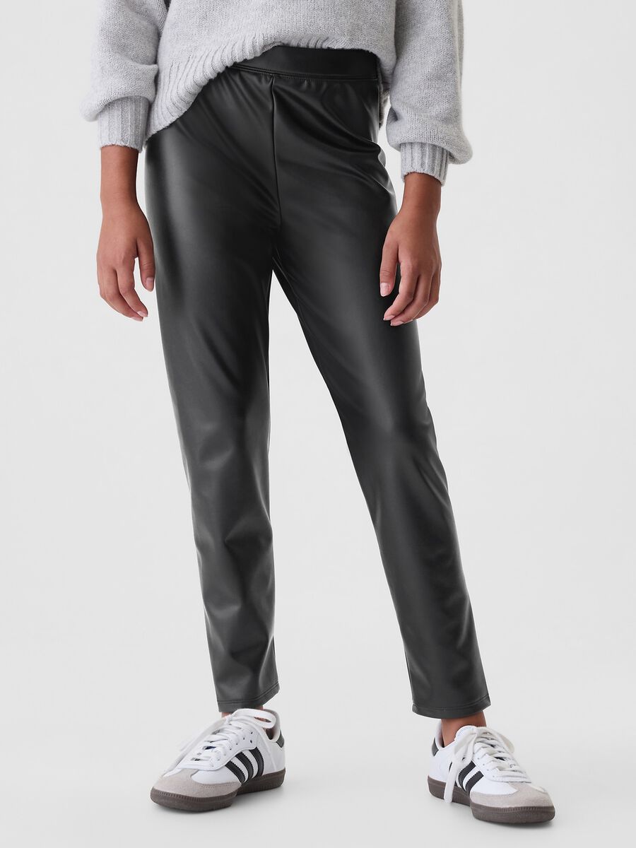 Slim-fit trousers in shiny fabric_1