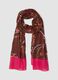Brown and pink pure cotton floral print scarf_0