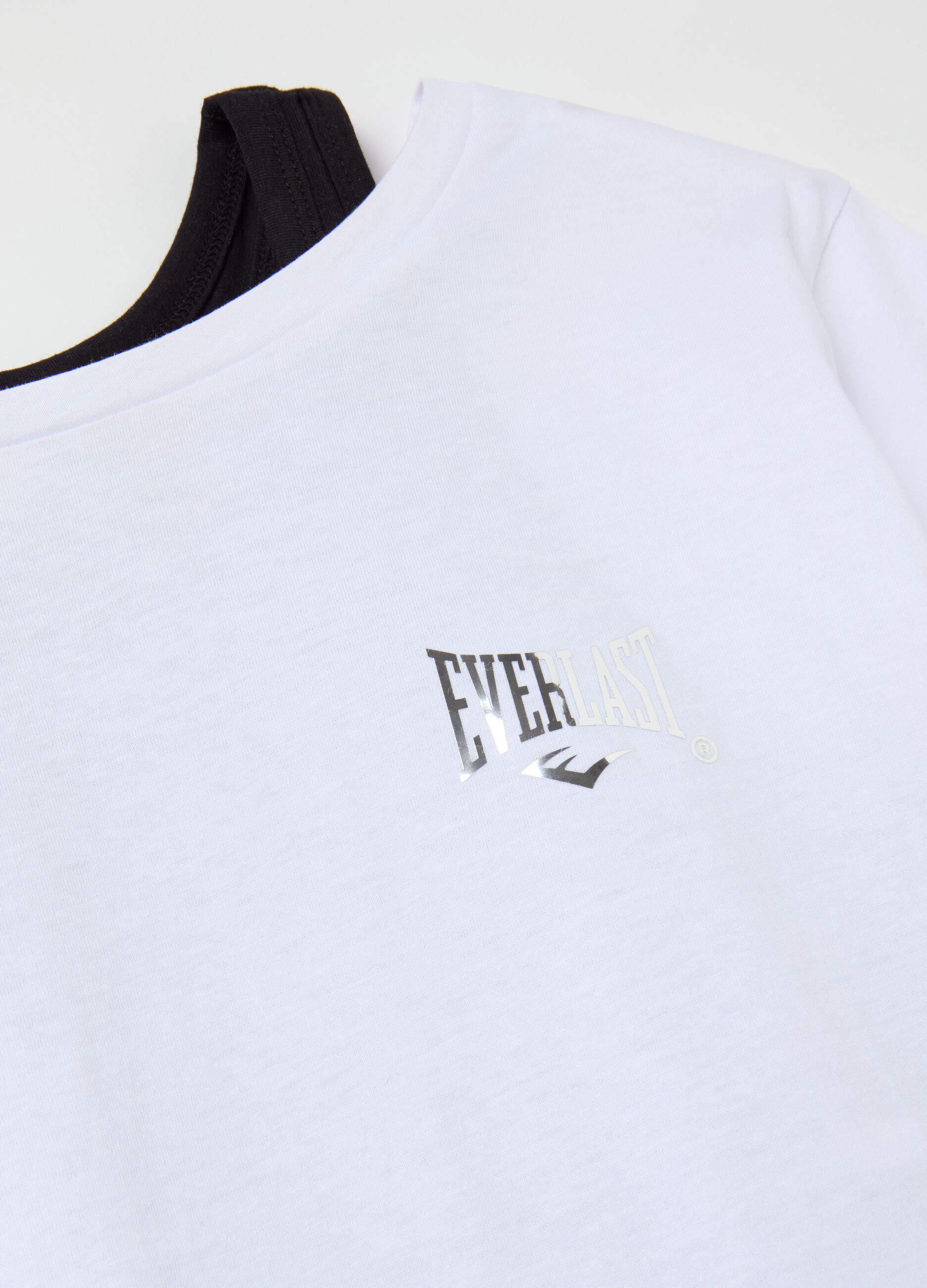 Layered-effect crop T-shirt with print