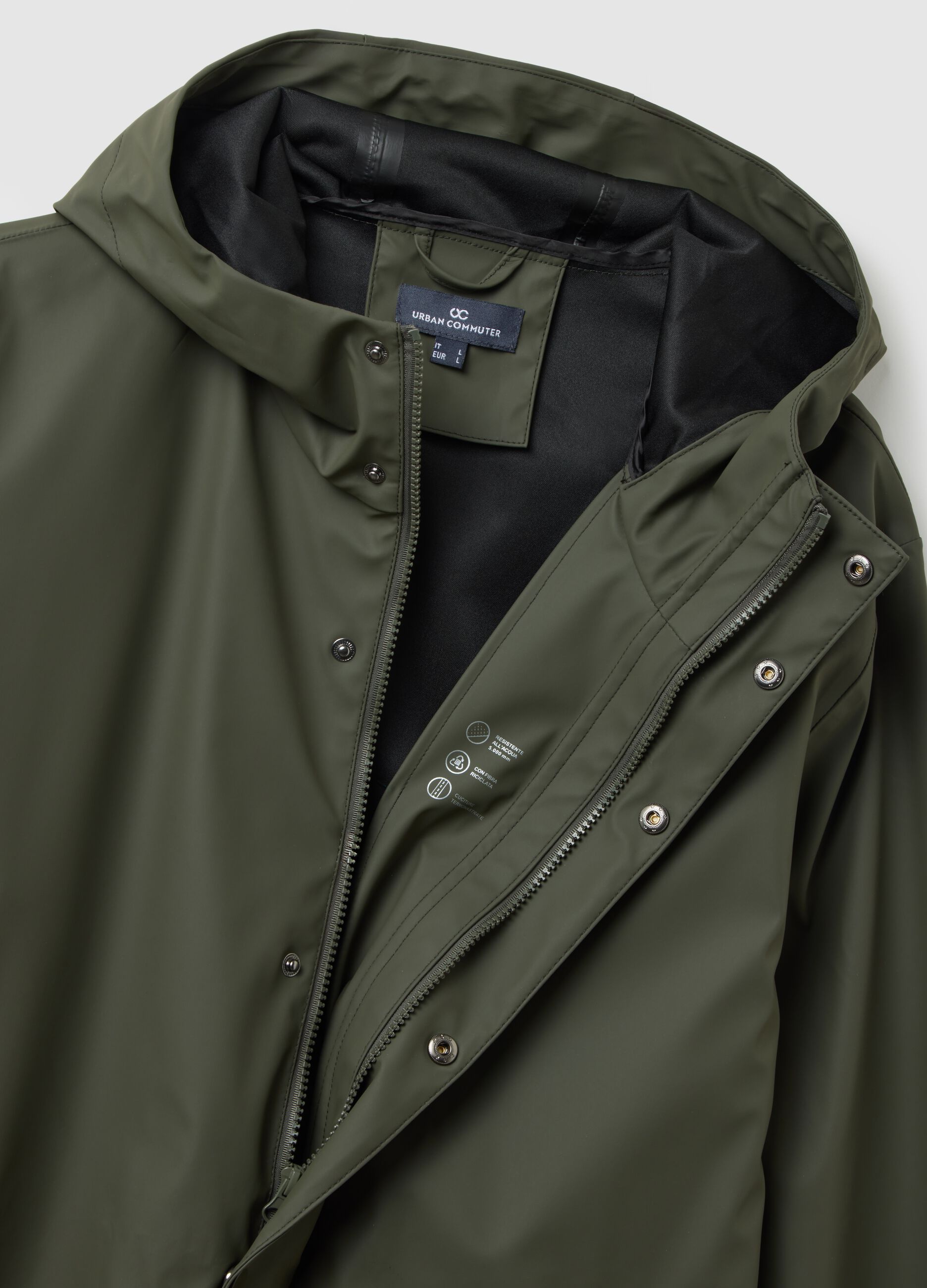 Regular fit green waterproof light jacket