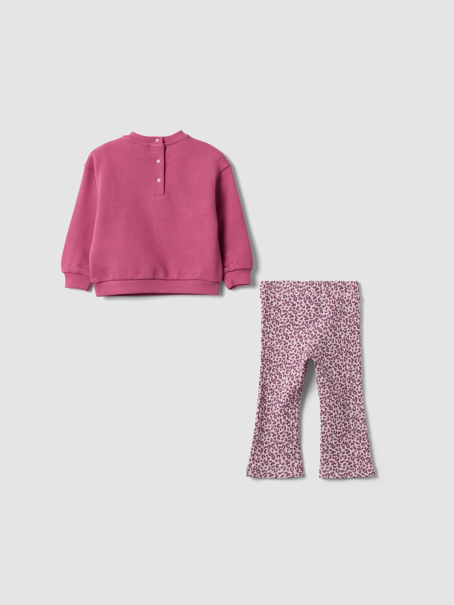 Completo rosa in puro cotone con felpa e leggings stampa Lilo & Stitch per bimba_1