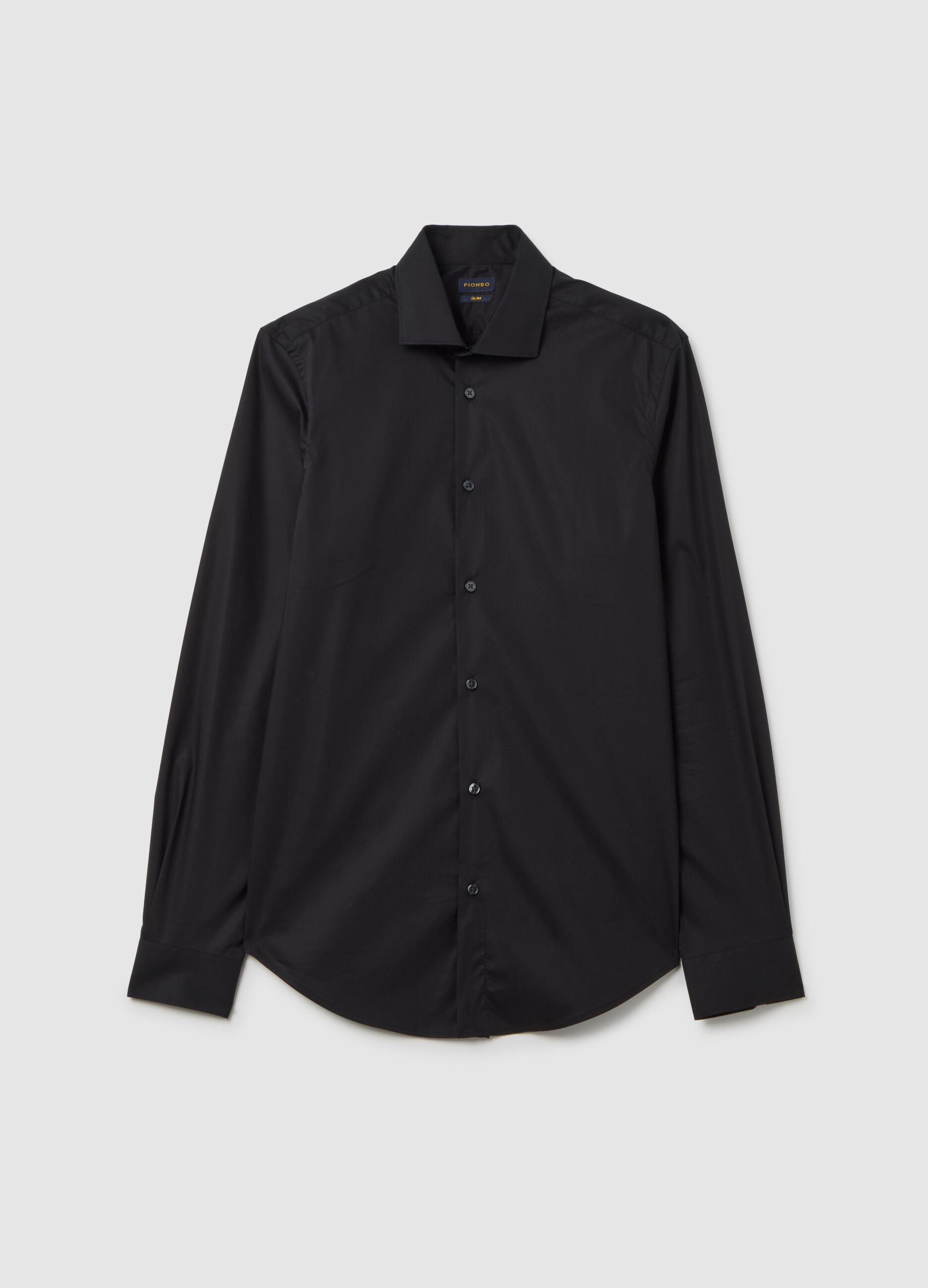 Camicia in cotone elasticizzato nera slim fit