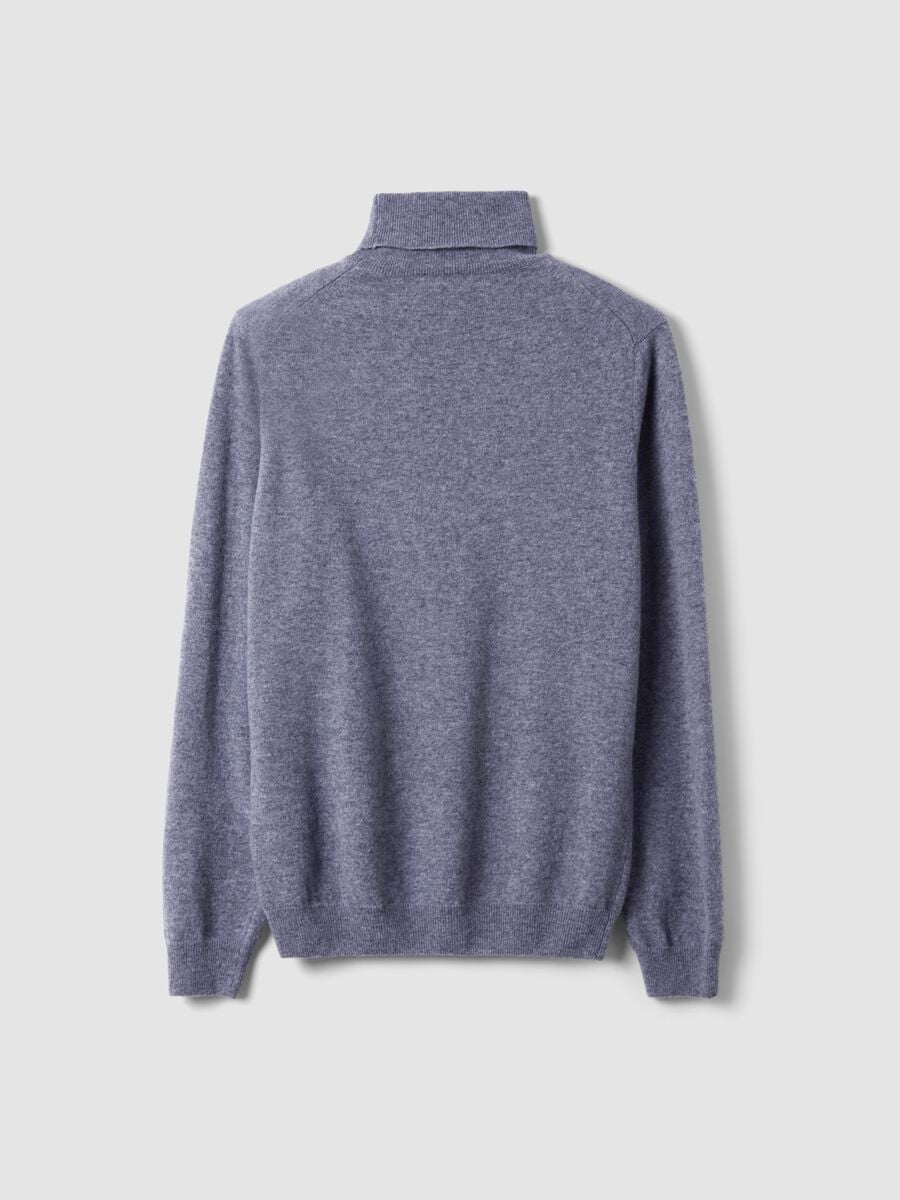 Maglia grigia melange dolcevita in pura lana regular fit_6