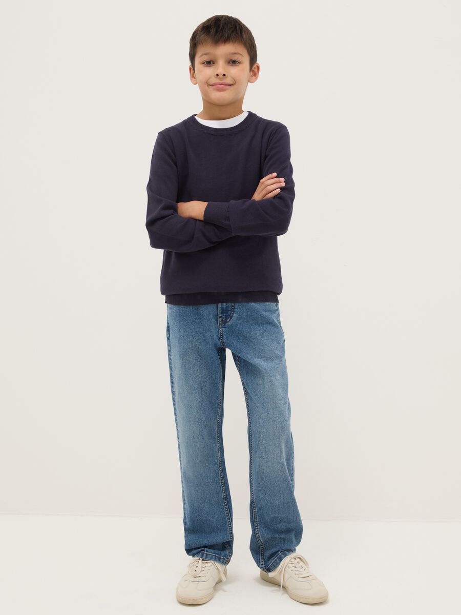 Regular fit stretchy blue denim jeans for boys_0