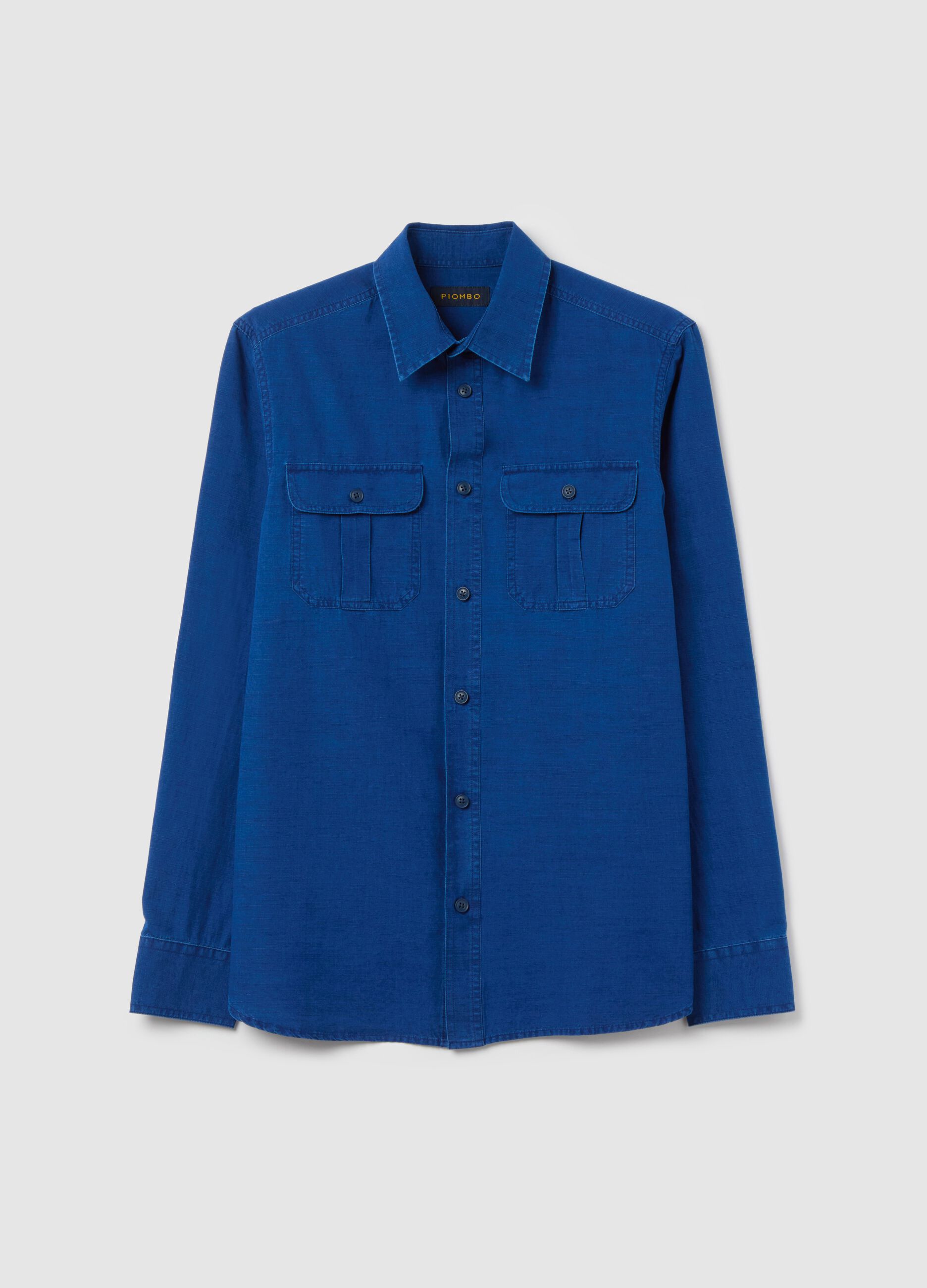 Solid colour shacket in cotton