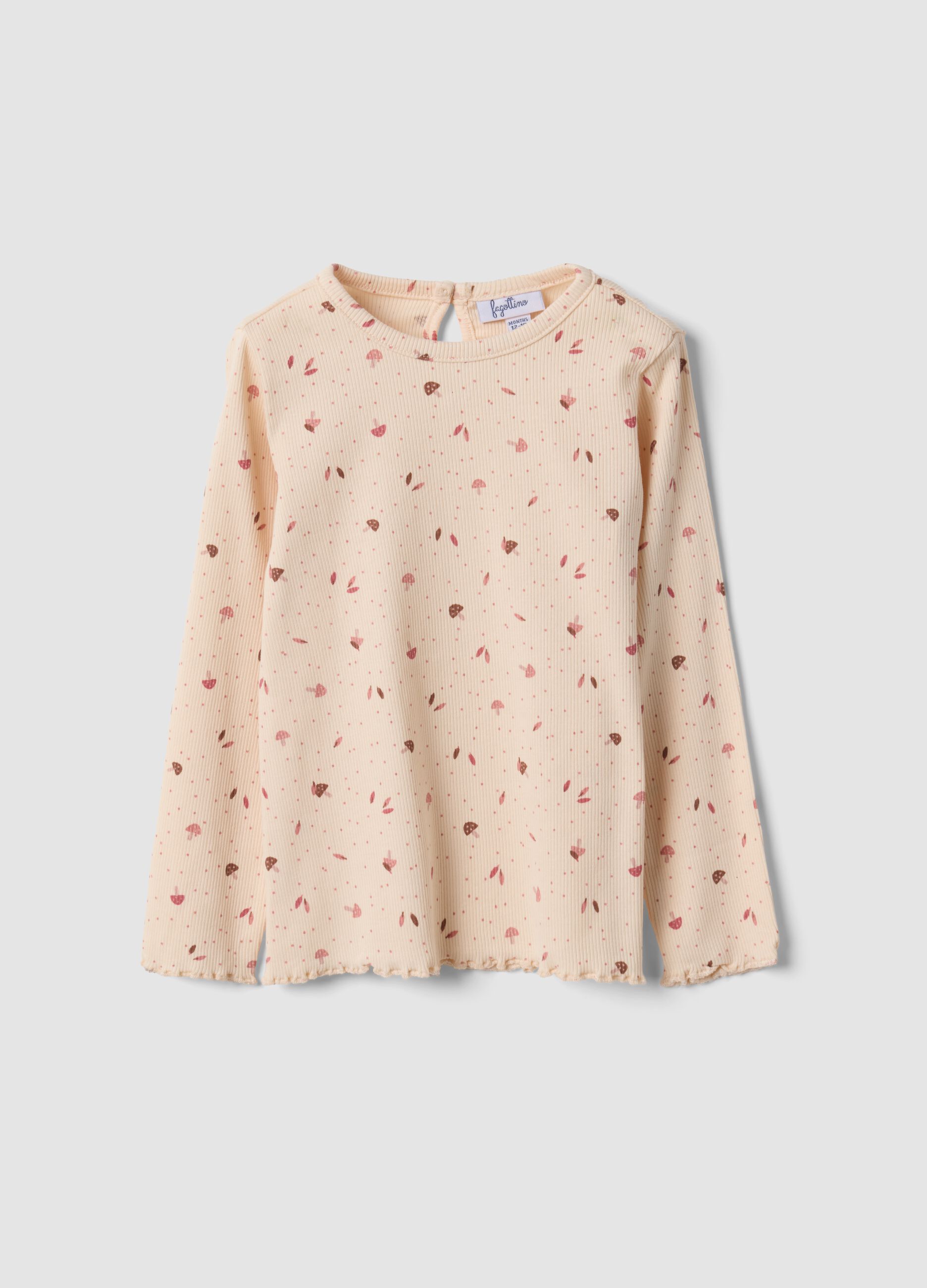 Orange organic stretch cotton top with pattern