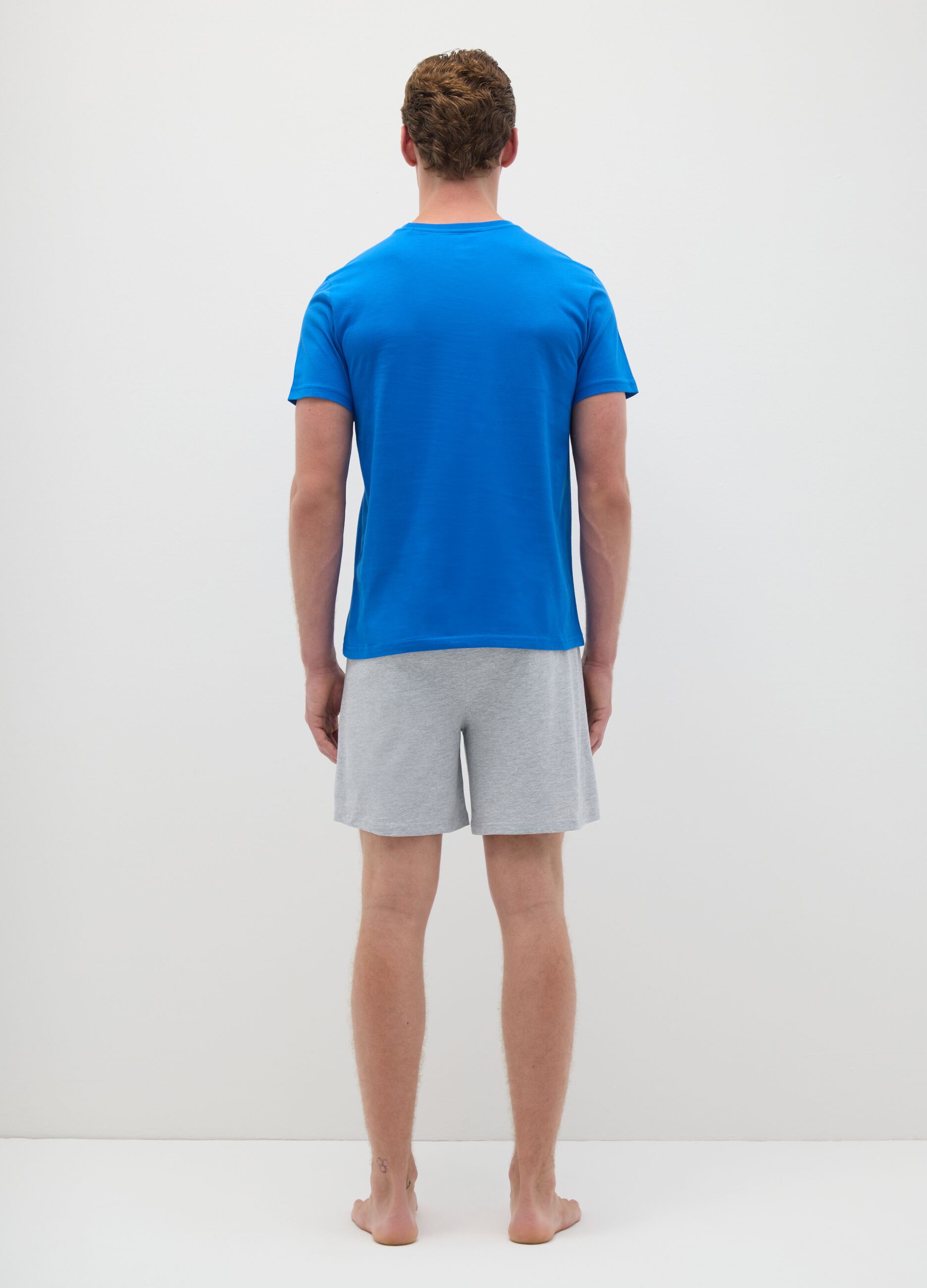 Completo pigiama da uomo in puro cotone blu con grafica Superman