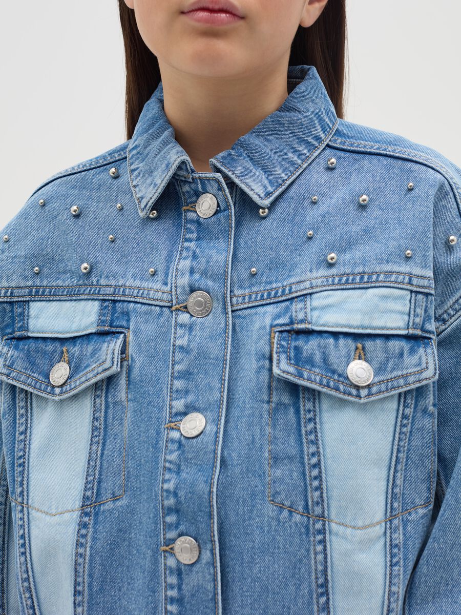 Double wash jacket in denim with beads_2