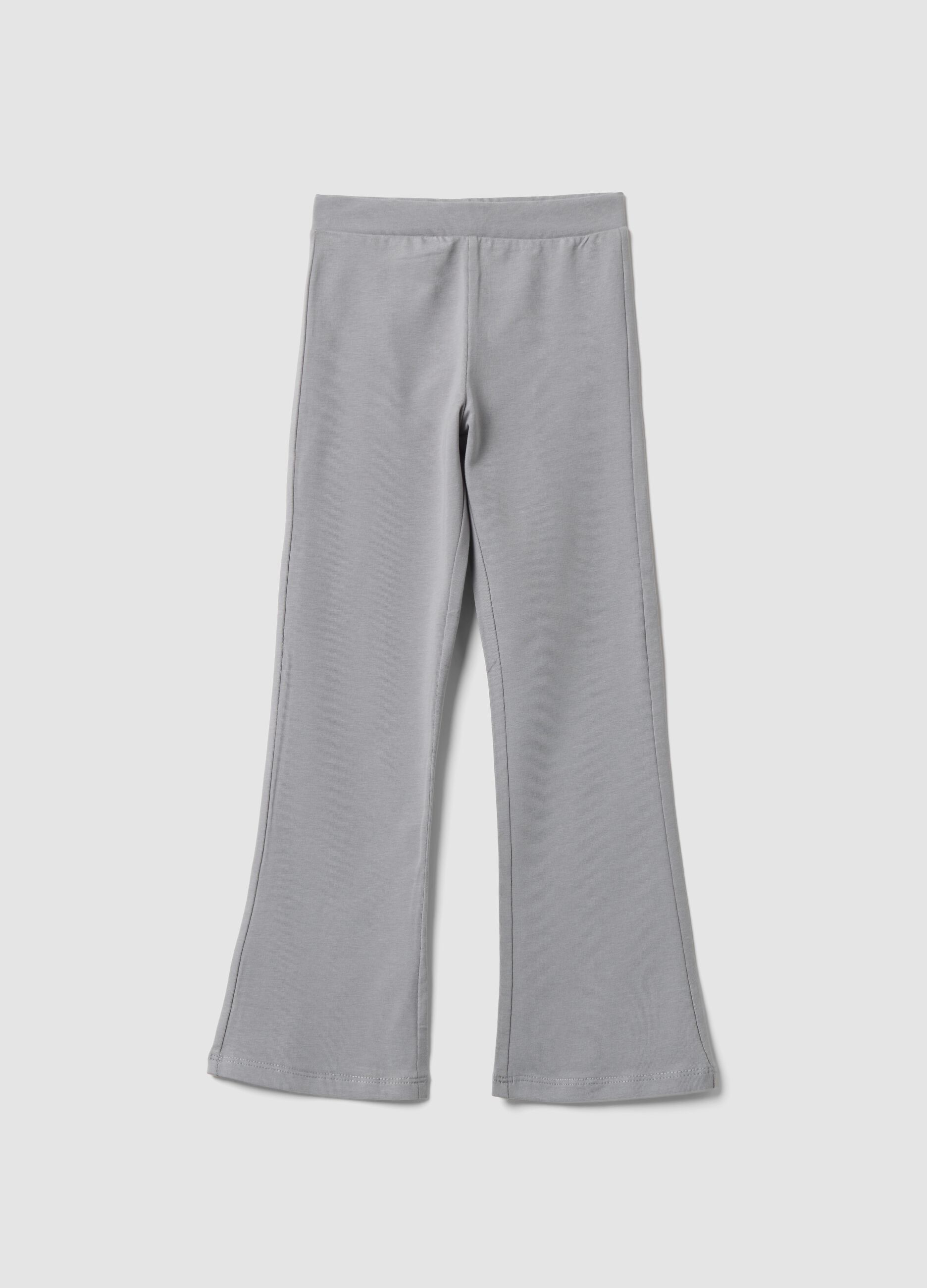 Leggings grigi in cotone elasticizzato flare fit per bambina