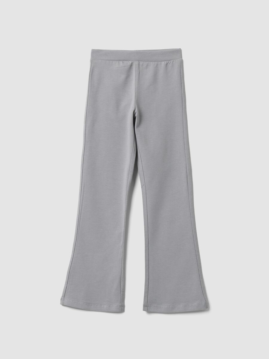 Leggings grigi in cotone elasticizzato flare fit per bambina_0