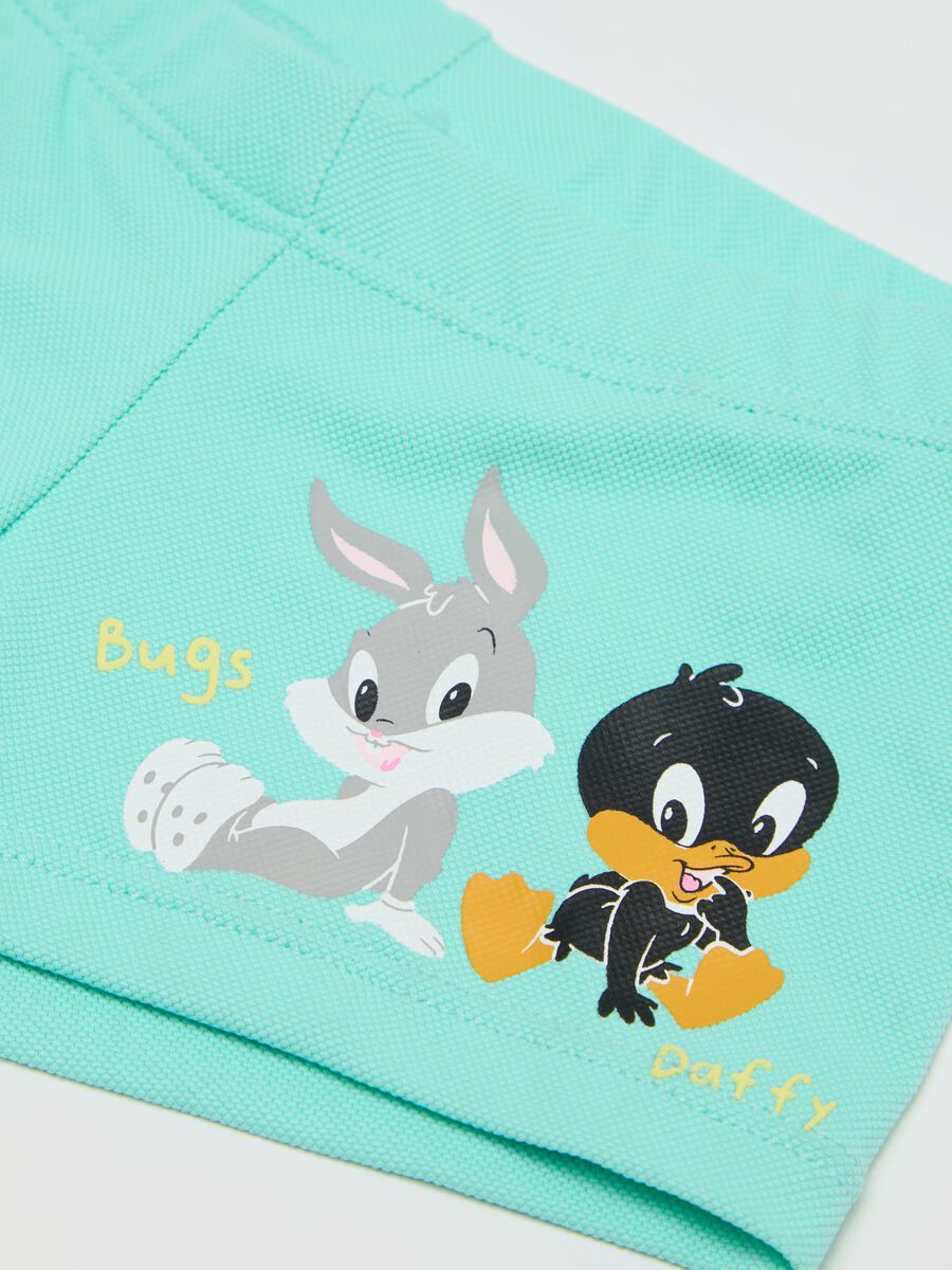 Boys’ swimsuit in light blue stretch fabric with print_2