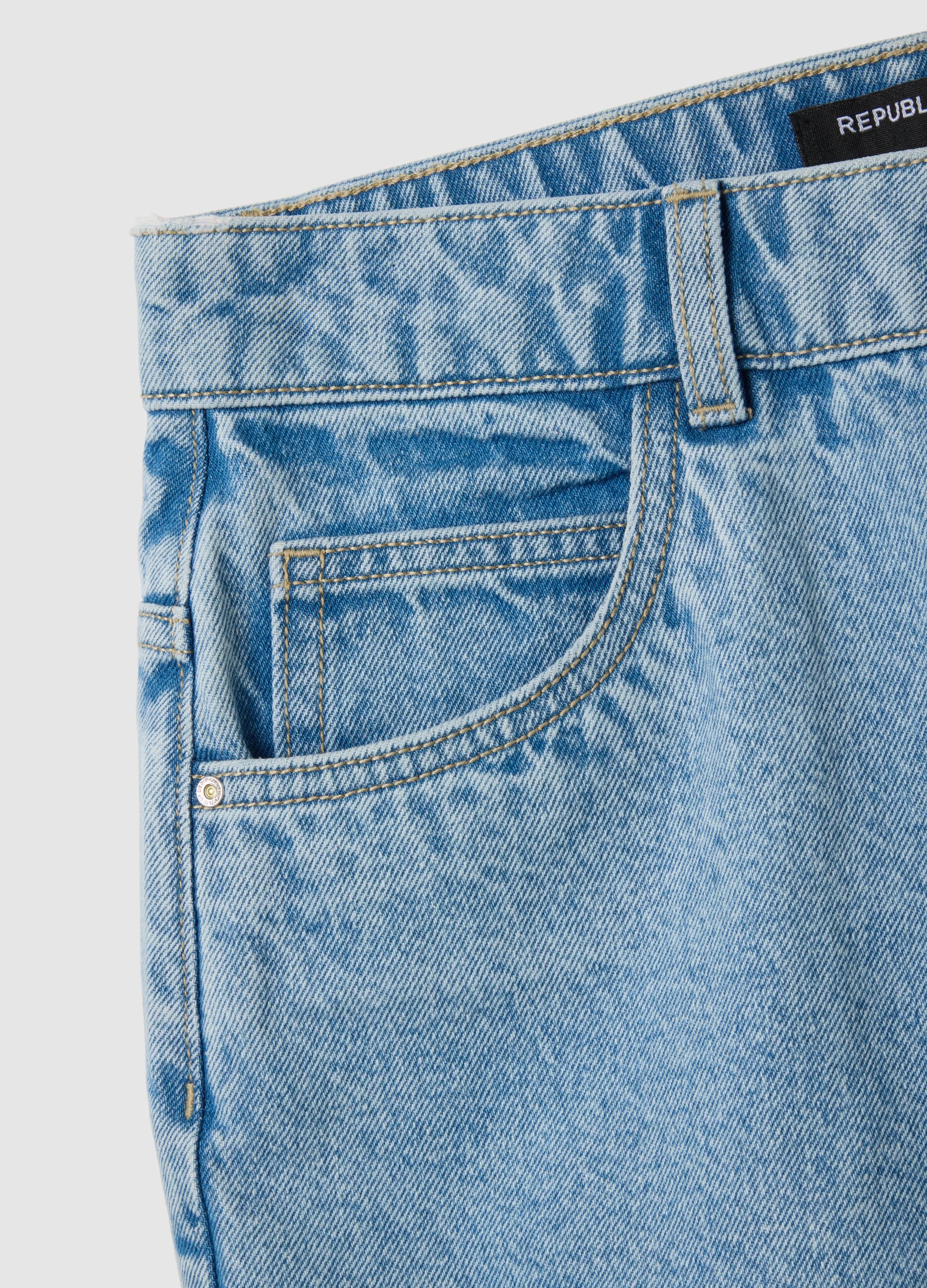 Women's blue pure cotton shorts regular fit