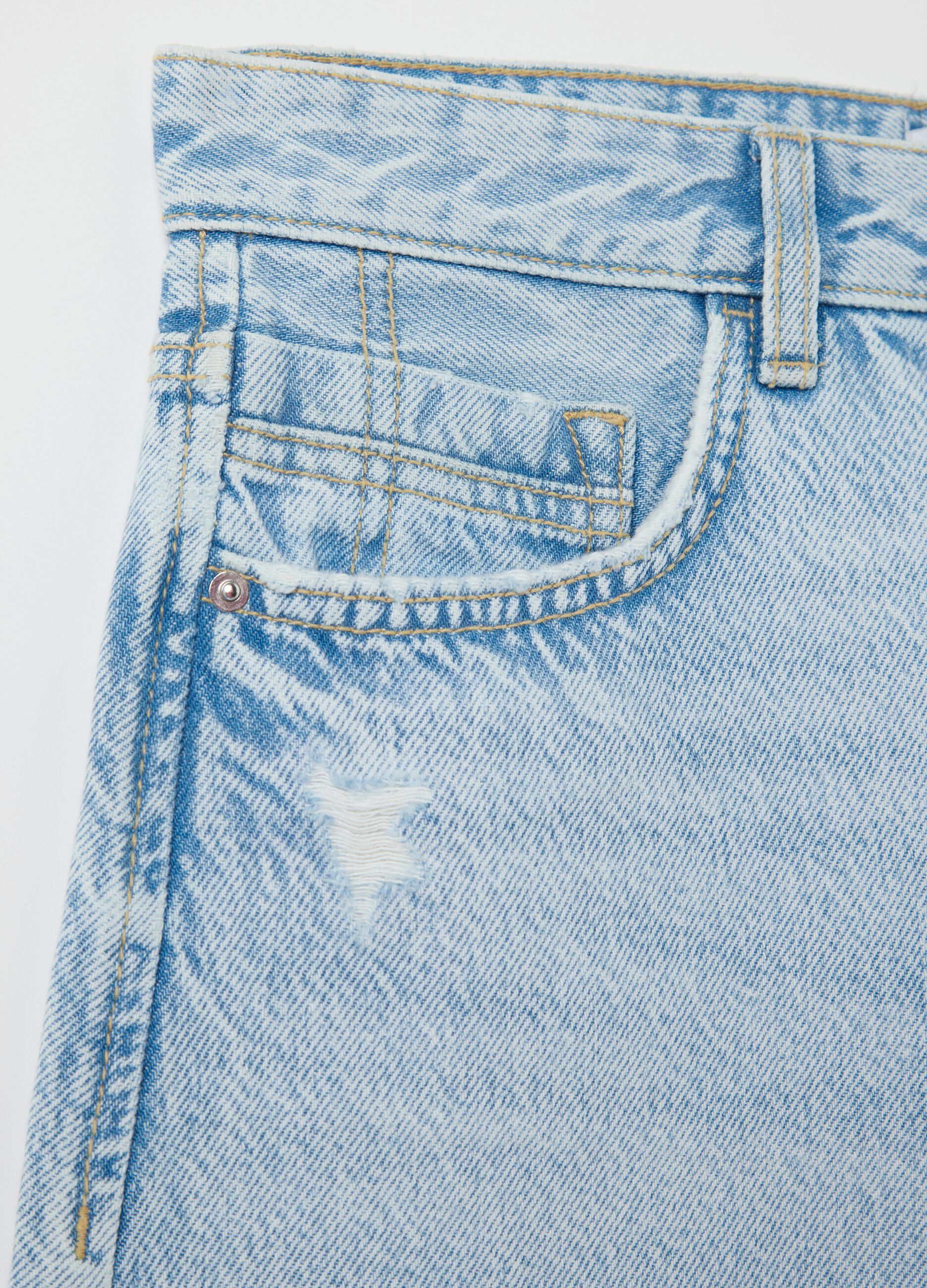 Shorts da donna in puro cotone azzurro regular fit