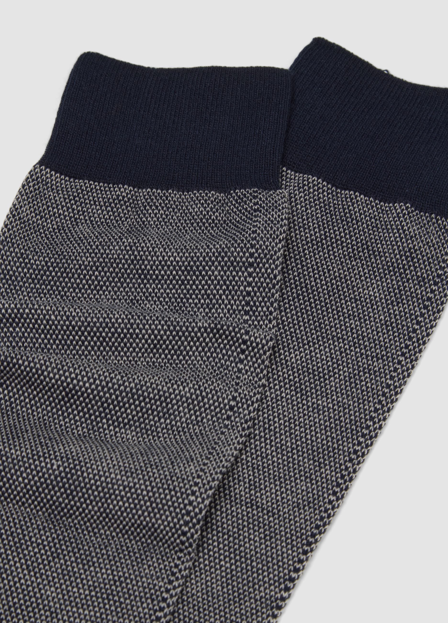 Navy blue long stretch cotton socks
